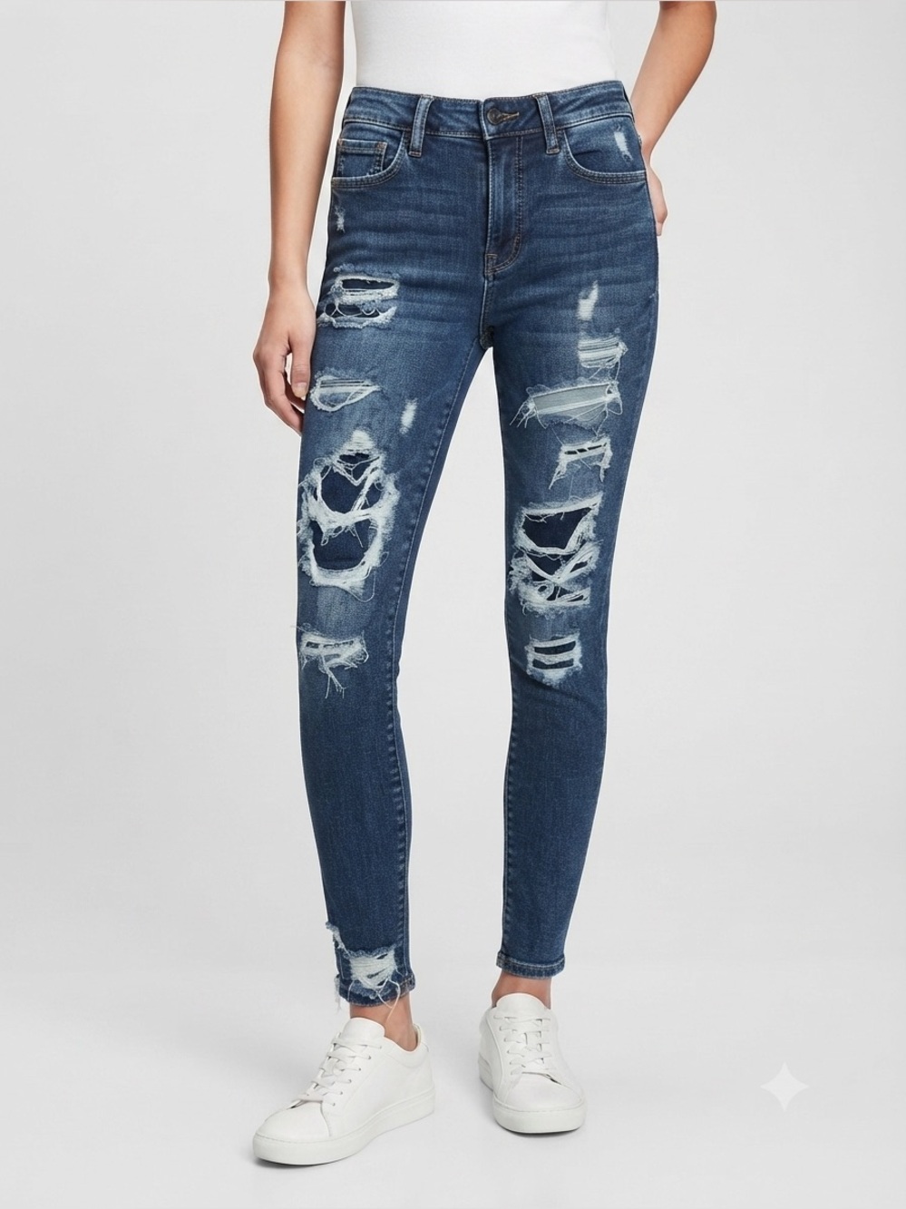 Vervet Blue High-Rise Distressed Patchwork Skinny Jeans Size 28